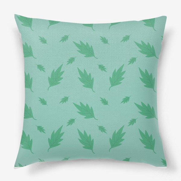 Подушка «Нежный ботанический паттерн на зеленом фоне»