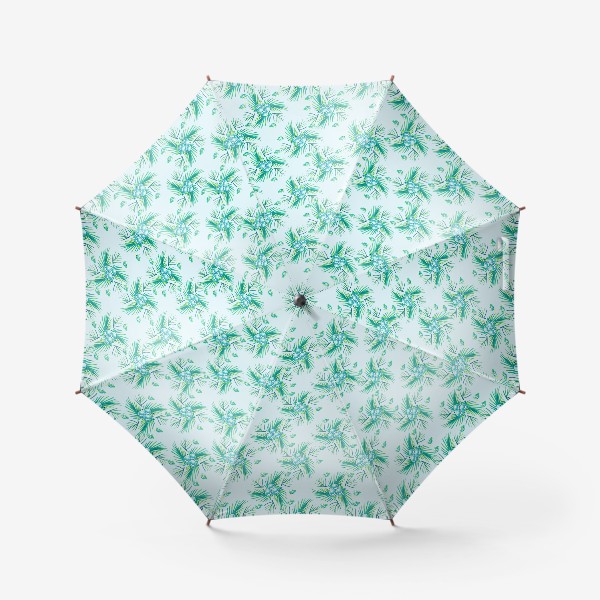 Зонт «Капельки и хвоя текстура голубой мелкий»