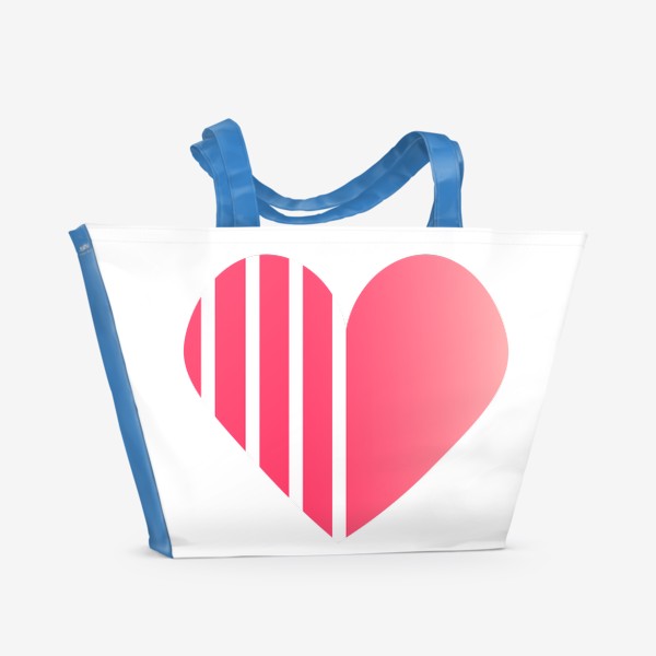 Пляжная сумка «Сердце с полосками»