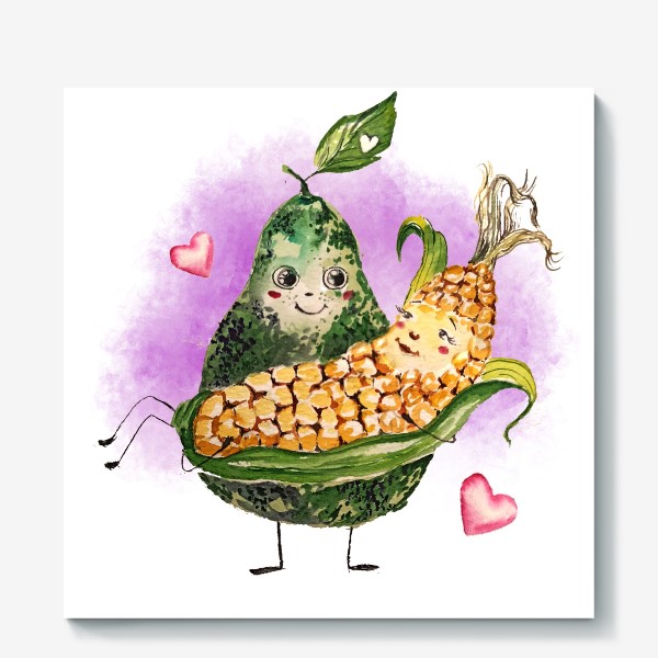 Холст «любовь овощи love is веселый принт авокадо кукуруза»