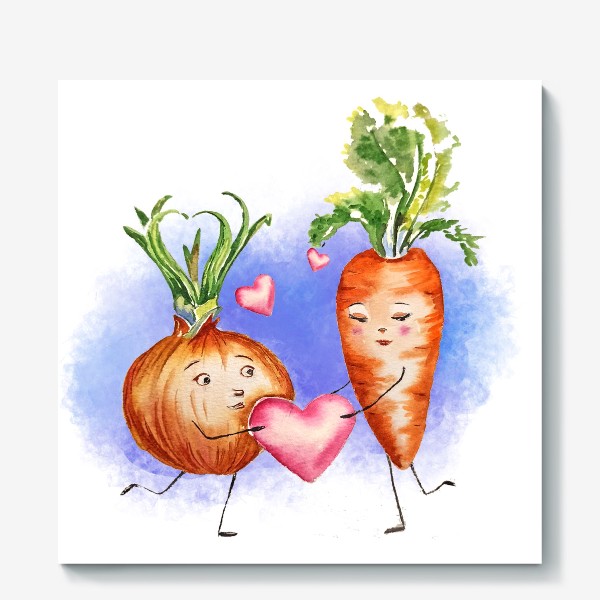 Холст «любовь овощи love is веселый принт лук морковь»