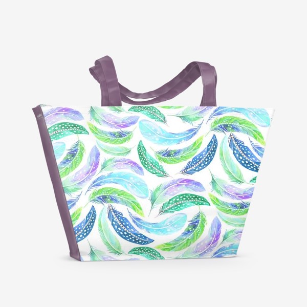 Пляжная сумка «Космические перья бирюзовые»