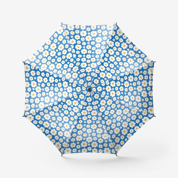 Зонт «Белые ромашки на синем фоне паттерн»