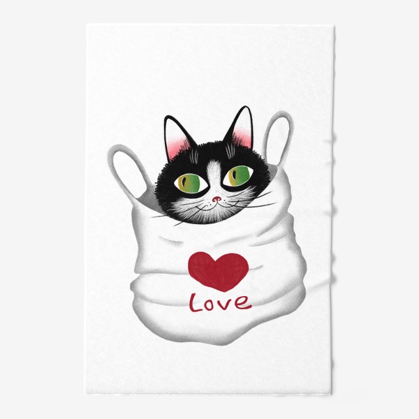 Полотенце «Пакет полный любви (котик)»