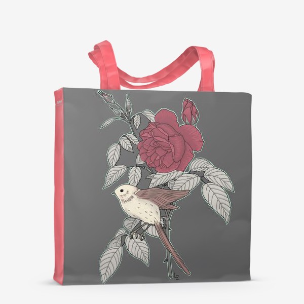 Сумка-шоппер &laquo;Птица с розой&raquo;
