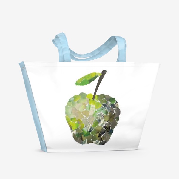 Пляжная сумка &laquo;Зеленое яблоко. Фрукты. Коллаж&raquo;