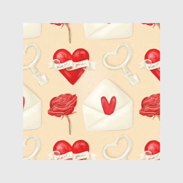 Скатерть &laquo;Паттерн день святого Валентина, 14 февраля, любовь, сердце. Весна. Интерьерный рисунок, текстиль. Винтажный стиль, ретро&raquo;