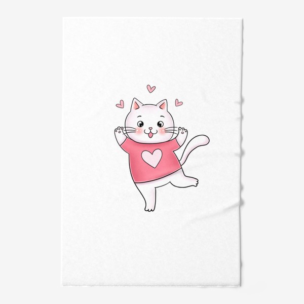 Полотенце «Котик с сердечками»