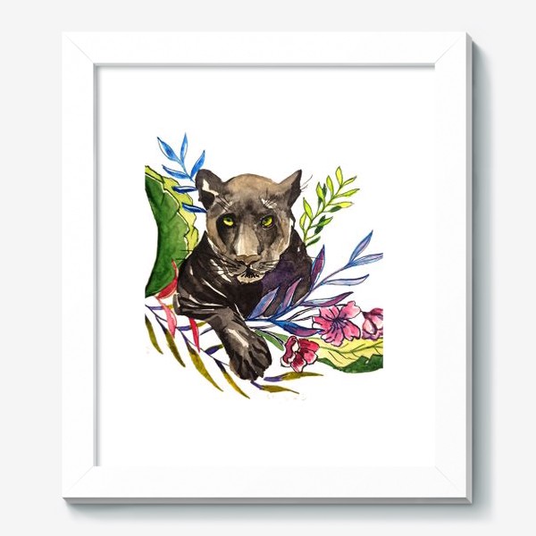 Картина «пантера животные дикие стильный принт растения »