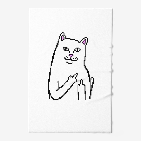 Полотенце «Милый котик показывает фак в пикселях. Смешной котяра показывает средний палец»