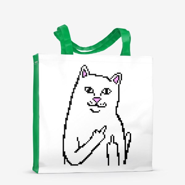 Сумка-шоппер «Милый котик показывает фак в пикселях. Смешной котяра показывает средний палец»