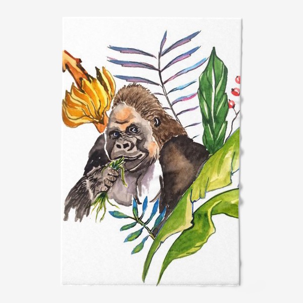 Полотенце &laquo;обезьяна горилла стильный принт растения африка&raquo;