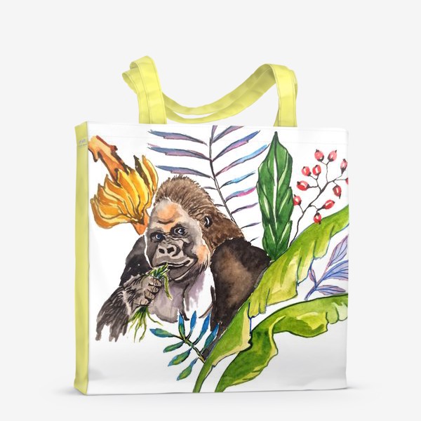 Сумка-шоппер &laquo;обезьяна горилла стильный принт растения африка&raquo;
