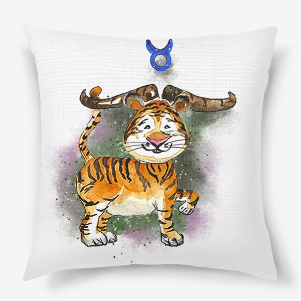 Подушка «телец гороскоп год тигра подарок веселый принт»