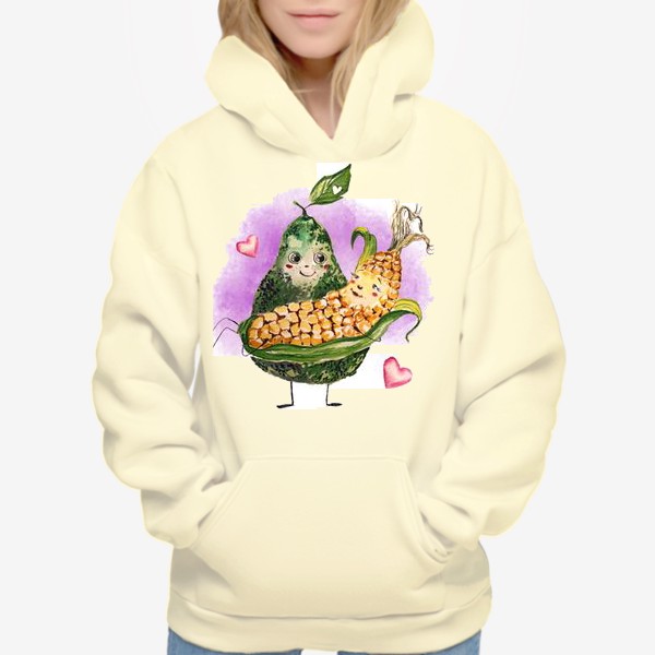 Худи «любовь овощи love is веселый принт авокадо кукуруза»
