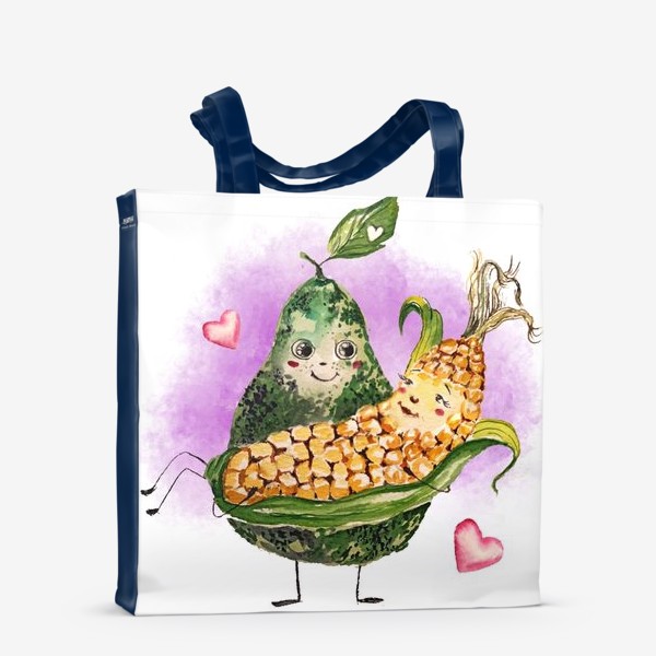 Сумка-шоппер «любовь овощи love is веселый принт авокадо кукуруза»