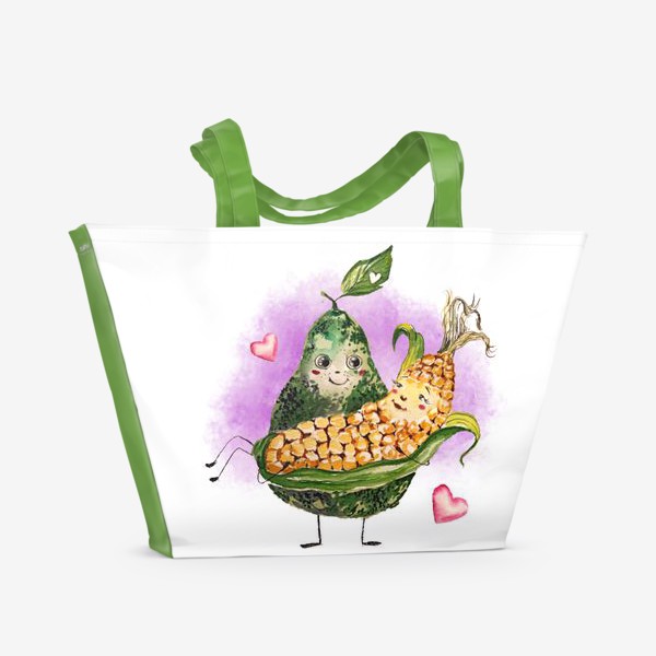 Пляжная сумка &laquo;любовь овощи love is веселый принт авокадо кукуруза&raquo;