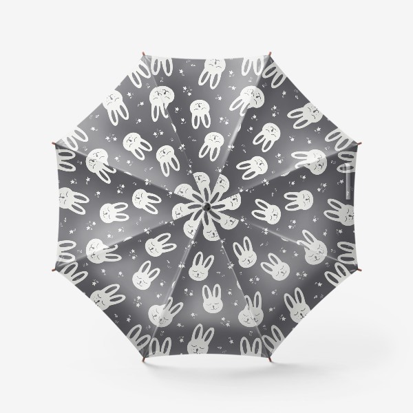 Зонт «милые белые кролики на сером»