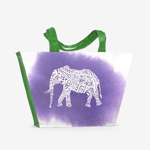 Пляжная сумка «African Elephant On Violet Background»