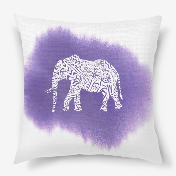 Подушка «African Elephant On Violet Background»