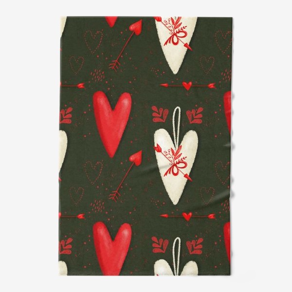Полотенце «Паттерн день святого Валентина, 14 февраля, сердечки, любовь, сердце. Весна. Интерьерный рисунок, шторы, скатерть»