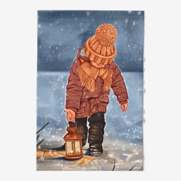 Полотенце «Волшебный зимний пейзаж и ребенок»
