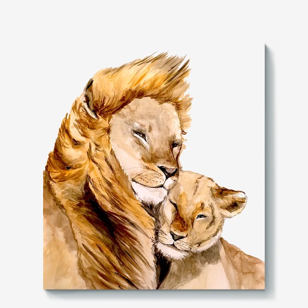 Холст «Львы львица  лев 14 февраля День влюбленных романтика пара любовь »