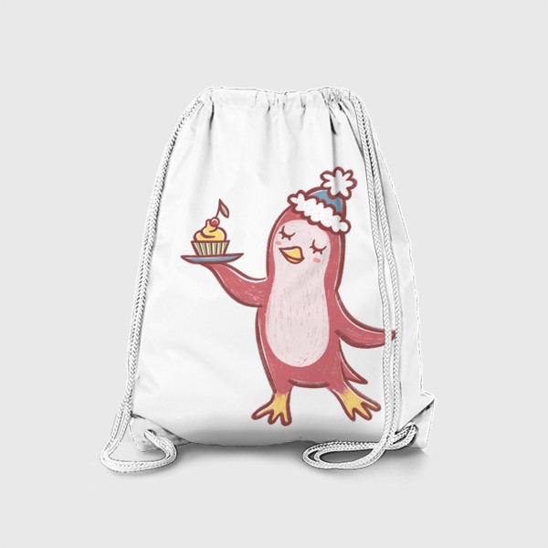 Рюкзак «Милый пингвин и вкусный кекс с вишней»