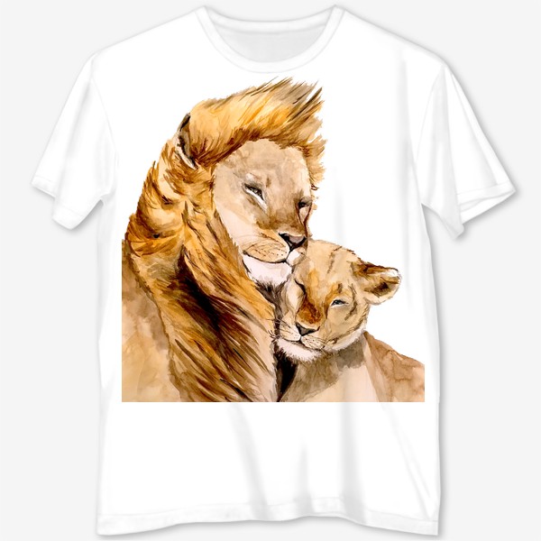 Футболка с полной запечаткой «Львы львица  лев 14 февраля День влюбленных романтика пара любовь »