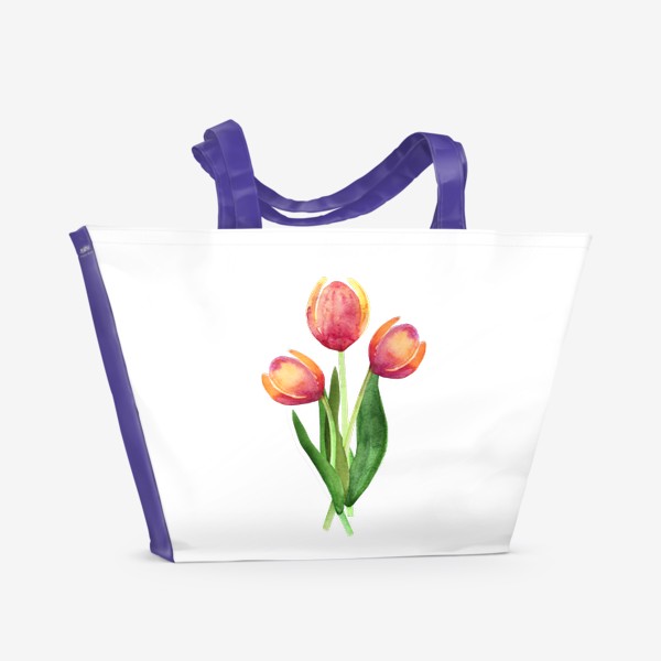Пляжная сумка «Тюльпаны. Акварель»
