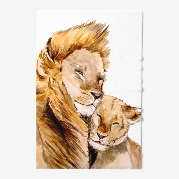 Полотенце «Львы львица  лев 14 февраля День влюбленных романтика пара любовь »
