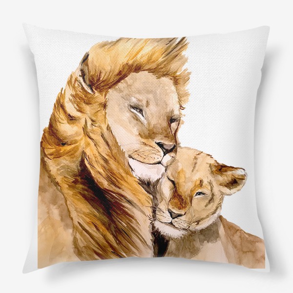 Подушка «Львы львица  лев 14 февраля День влюбленных романтика пара любовь »