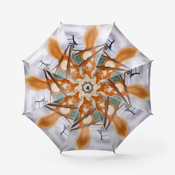Зонт «Белка в зимнем парке»