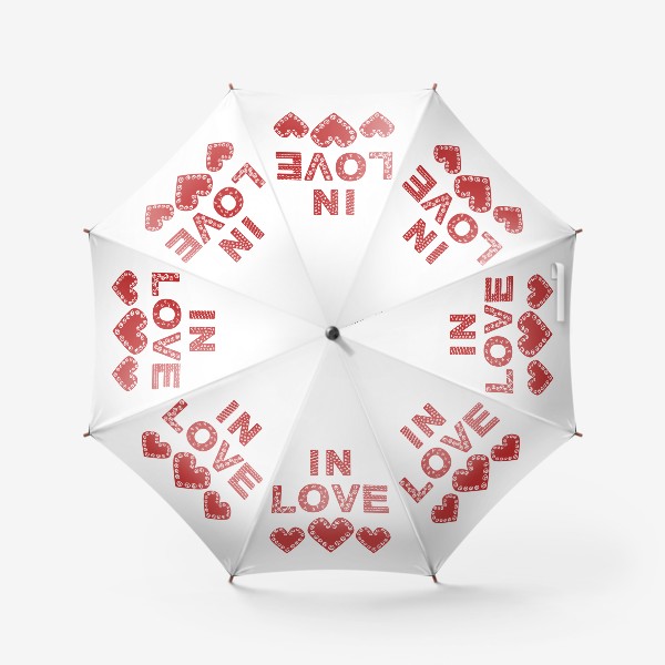 Зонт «Влюблен/Влюблена. Надпись в скандинавском стиле с сердечками ко дню св.Валентина»