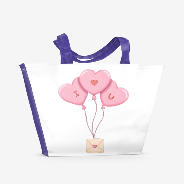Пляжная сумка «Шарики в форме сердца. День Святого Валентина »