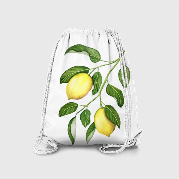 Рюкзак «Ветка с лимонами. Акварель.»