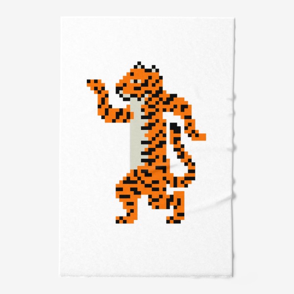 Полотенце «Тигр танцует. Веселый тигренок празднует Рождество. Символ Нового года в пикселях»