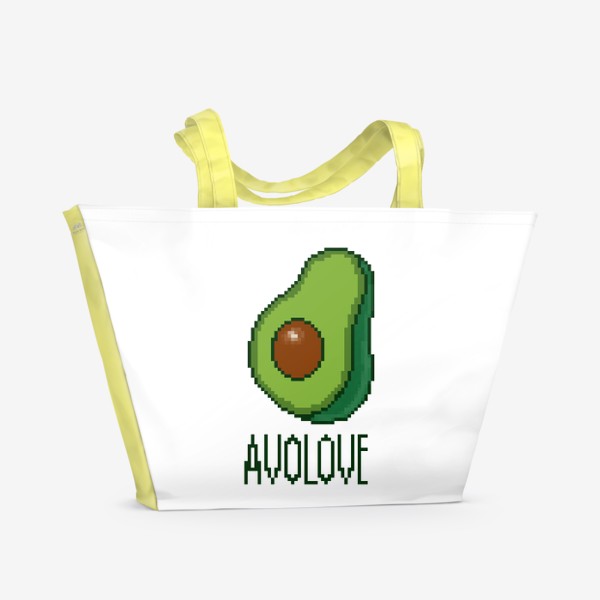 Пляжная сумка «Авокадо в разрезе. Любовь к авокадо. Авокадо в пикселях»