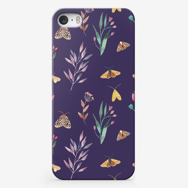 Чехол iPhone «Весенние бабочки, ботаническая иллюстрация»