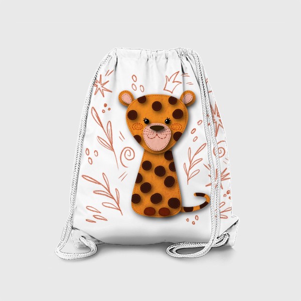 Рюкзак «Милый игрушечный леопард на фоне узора в дудл стиле»