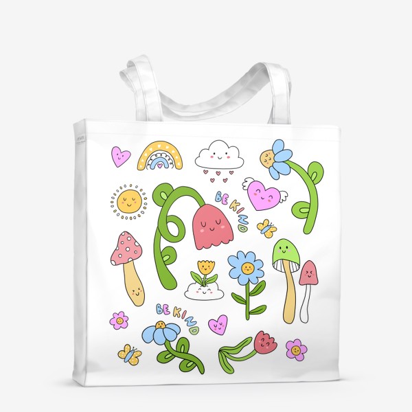 Сумка-шоппер «Абстракция (цветы,грибы) /Be Kind»