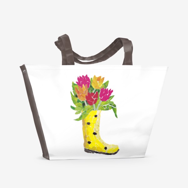 Пляжная сумка «Весна. Тюльпаны. Весенние цветы»