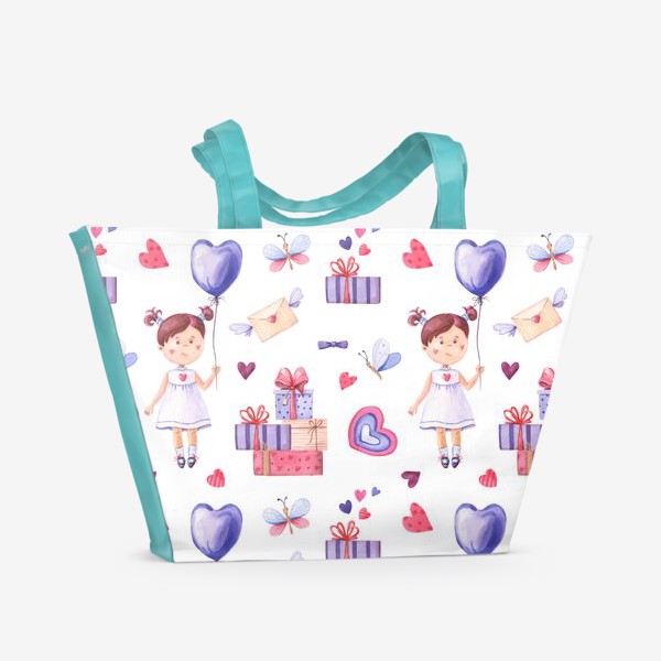 Пляжная сумка «Девочка с шариком. День влюбленных»