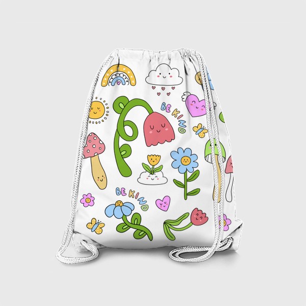 Рюкзак «Абстракция (цветы,грибы) /Be Kind»
