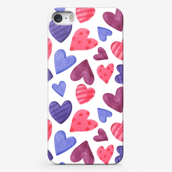 Чехол iPhone «Акварельные сердечки.»