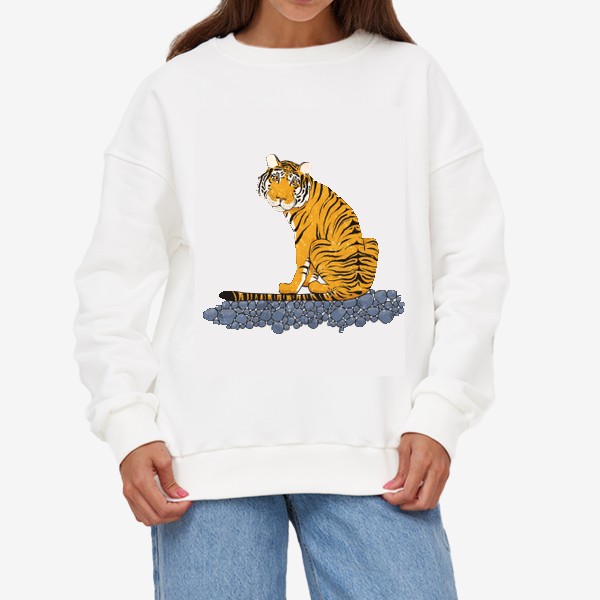 Свитшот «Тигр сидит на берегу»