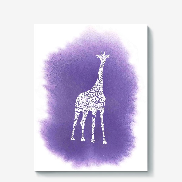 Холст «Giraffe On The Violet Watercolor Background»