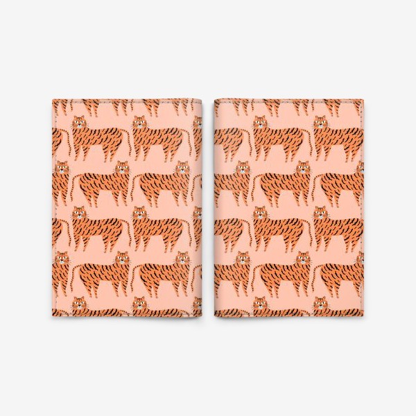Обложка для паспорта «Оранжевые тигры паттерн. Год тигра 2022»