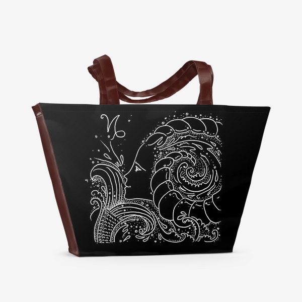 Пляжная сумка &laquo;Козерог зодиак. Черный&raquo;