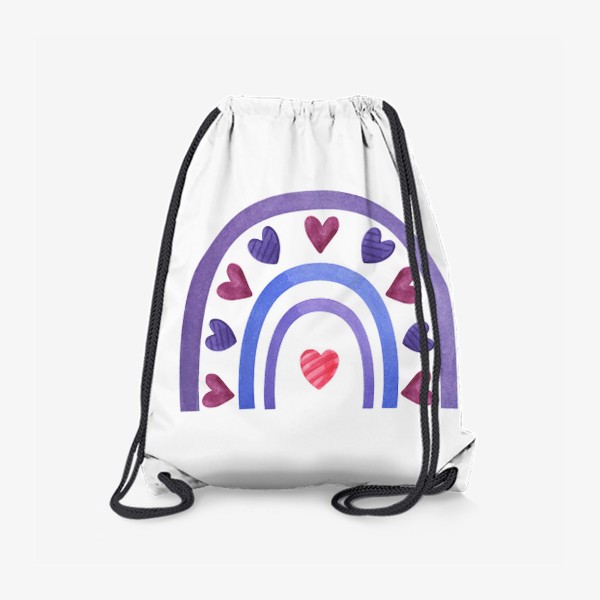 Рюкзак «Акварельная радуга с сердечками»